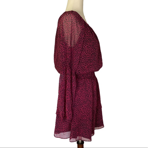 NWT Rachel Roy Lola Wild Pink & Black Leopard Draped Ruffle Tunic Dress - S - Picture 7 of 16